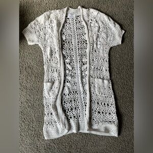 Allude White Crochet Knitwear